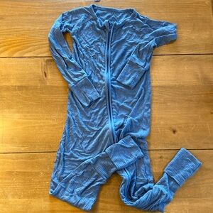 Little Sleepies Heather Blue Ribbed Zippy